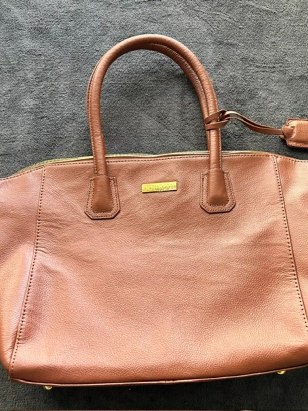 Joy & Iman Leather Handbag Tote with Attached Clock